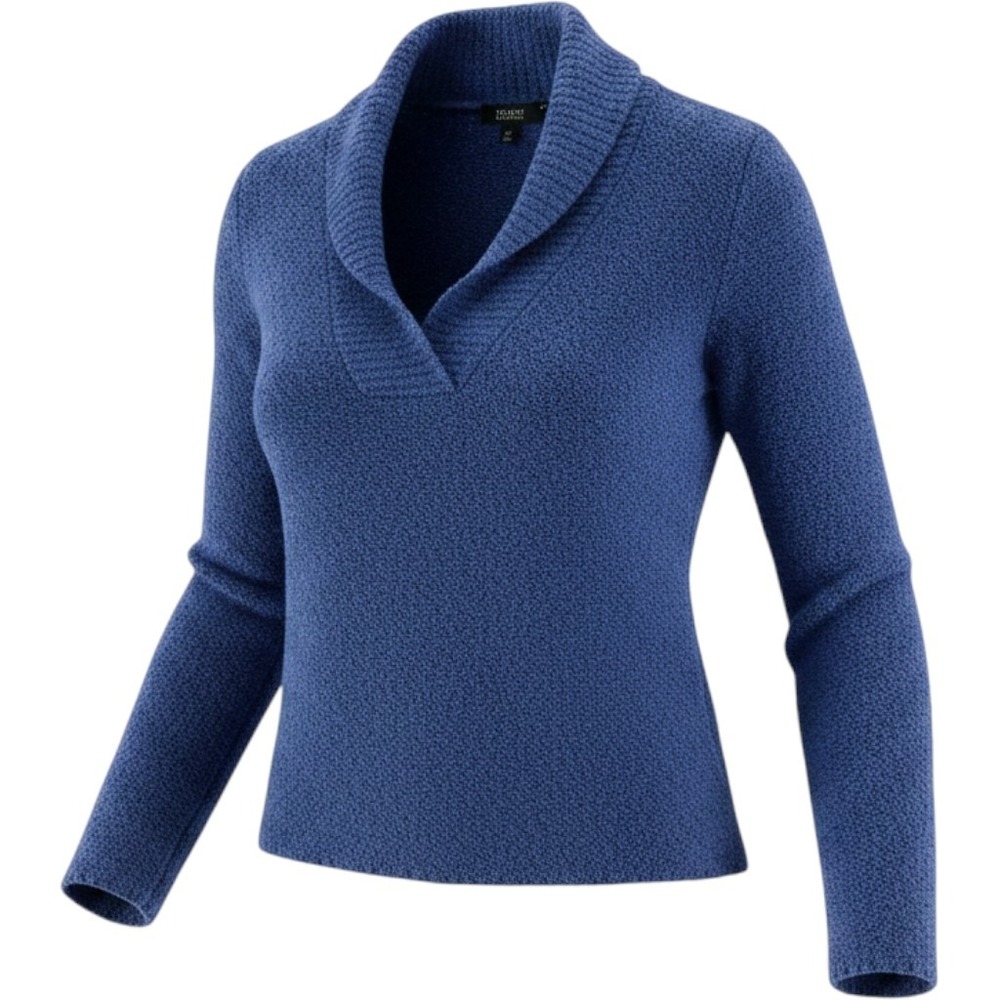 Eileen Fisher Purple Blue Merino Wool Cashmere Shawl Collar Boucle Sweater Small - Picture 2 of 11